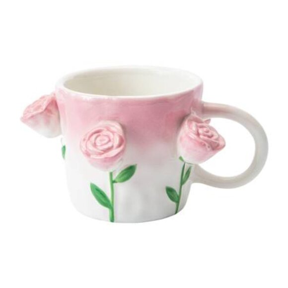 Pop Out Rose 16oz Ceramic Mug – Floral Coffee Tea Cup Cute Gift Idea - Picture 1 of 3